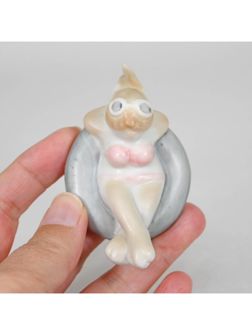 VTG Fitz & Floyd Japan Porcelain Bunny Rabbit Sunbather Bikini Mini Figure 1980s